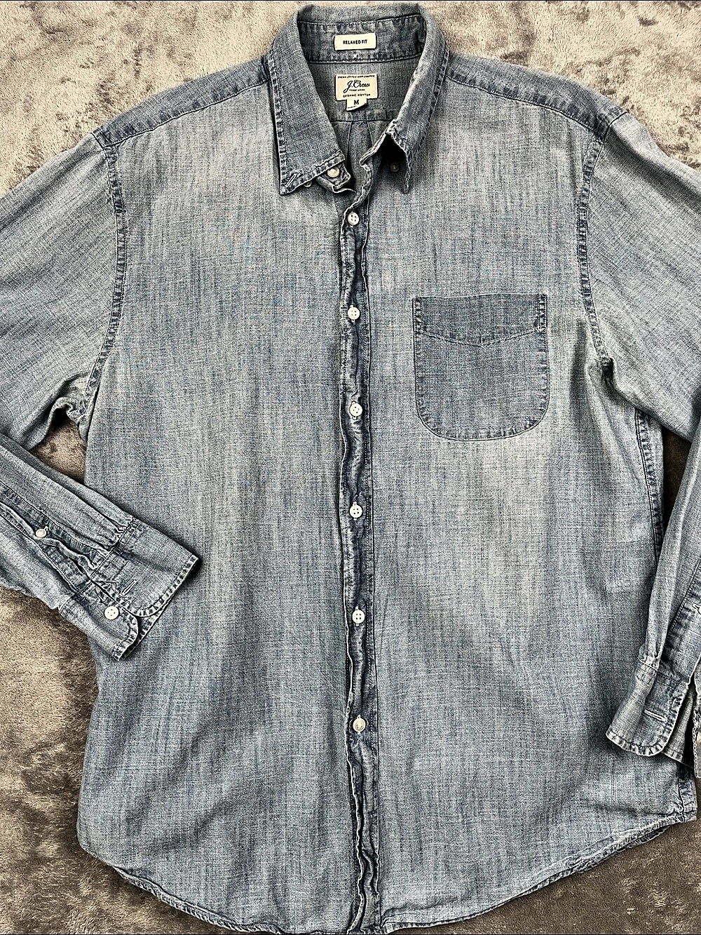 J.Crew M 100% Cotton Womens Lightweight Button Down Denim Shirt